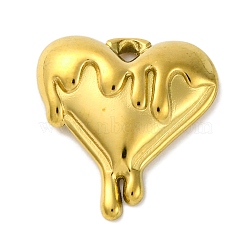 Ion Plating(IP) 304 Stainless Steel Pendants, Melting Heart Charm, Real 18K Gold Plated, 17.5x16.5x4mm, Hole: 1.6mm(STAS-D194-05G)