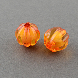 Autumn Theme Transparent Acrylic Beads, Bead in Bead, Round, Pumpkin, Orange Red, 20mm, Hole: 3mm, about 180pcs/500g(TACR-S089-20mm-11)