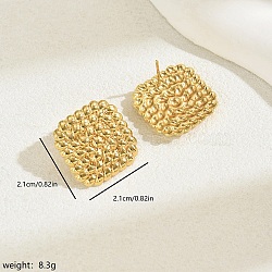 Geometric Stainless Steel Stud Earrings for Women, Perfect for Daily Wear, Golden, Square, 21x21mm(EX7341-4)