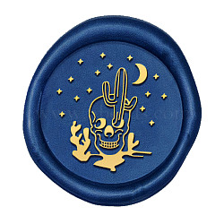 Wax Seal Brass Stamp Head, for Wax Seal Stamp, Golden, Cactus Pattern, 25x14.5mm(AJEW-WH0130-950)