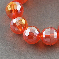 Electroplate Glass Bead Strands, AB Color Plated, Faceted(96 Facets), Round, Light Coral, 8mm, Hole: 1mm, about 72pcs/strand, 21.8 inch(EGLA-R040-8mm-18)
