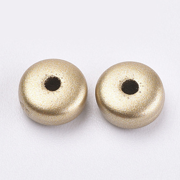 Plating Acrylic Bead Spacers, Matter Style, Flat Round, Golden Plated, 6x3mm, Hole: 1mm