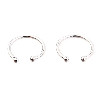 Anti-Tarnish Rhodium Plated 925 Sterling Silver Cuff Earrings, Ring with Round, Platinum, 12x1mm