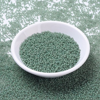 MIYUKI Round Rocailles Beads, Japanese Seed Beads, 11/0, (RR2375) Transparent Light Moss Green Luster, 2x1.3mm, Hole: 0.8mm, about 5500pcs/50g
