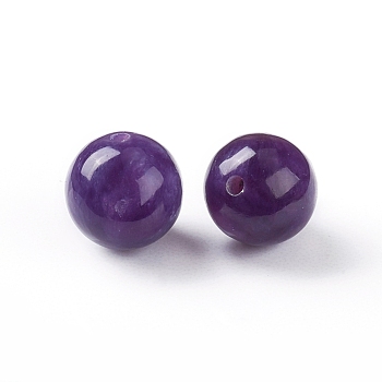 Natural Charoite Beads, Half Drilled, Round, 6mm, Half Hole: 1mm