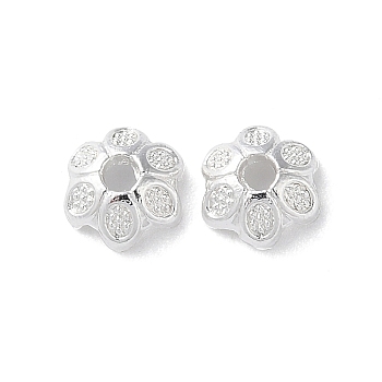 Alloy Bead Cap, Long-Lasting Plated, Flower 6 Petals, Silver, 5.5x2mm, Hole: 1.3mm