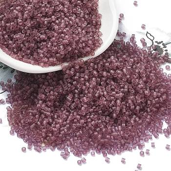 Frosted Colours Glass Seed Beads, Cylinder, Pale Violet Red, 1.6x1.3mm, Hole: 0.8mm, about 60000pcs/pound