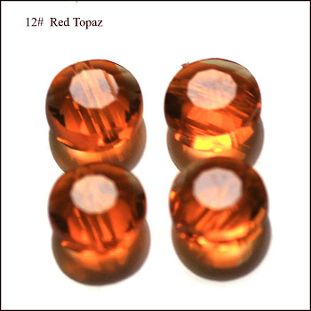 Imitation Austrian Crystal Beads, Grade AAA, K9 Glass, Faceted, Flat Round, Dark Orange, 10x5mm, Hole: 0.9~1mm