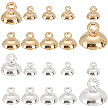 40Pcs 4 Style Rack Plating Brass Bead Cap Pendant Bails, for Globe Glass Bubble Cover Pendants, Long-Lasting Plated, Mixed Color, 5~11x6~8mm, Hole: 1.5mm, 10 pcs/style