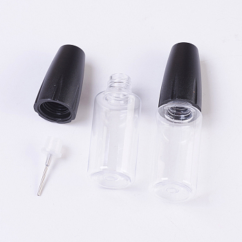 PET Squeeze Smoke Oil Bottle, Dropper Empty Bottle, with Long Thin Needle, Black, 2.1x7.3cm, Capacity: 10ml(0.34 fl. oz)