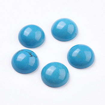 Natural Howlite Cabochons, Half Round, Dyed, Steel Blue, 14x6mm