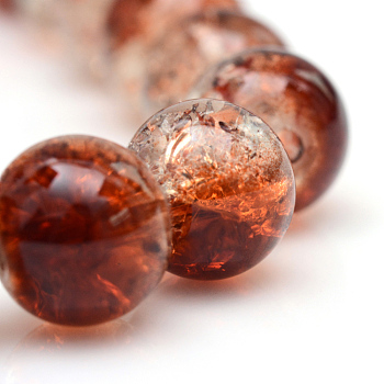 Baking Painted Crackle Glass Bead Strands, Round, Saddle Brown, 10mm, Hole: 1.3~1.6mm, about 80pcs/strand, 31.4 inch