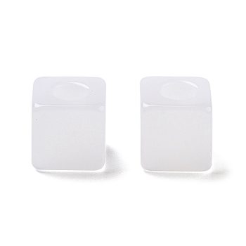 Resin European Beads, Large Hole Cube Beads, White, 10x10x10mm, Hole: 4.4mm