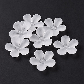 5-Petal Transparent Acrylic Bead Caps, Frosted, Flower, WhiteSmoke, 28x28.5x7mm, Hole: 1.8mm, about 322pcs/500g