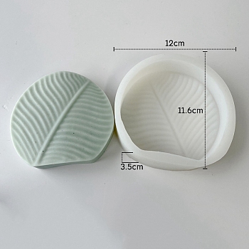 Silicone Candle Holder Molds, Resin Casting Molds, for UV Resin, Epoxy Resin Craft Making, Leaf, White, 11.6x12x3.5cm