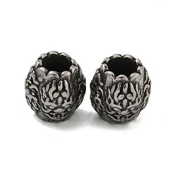 Barrel 304 Stainless Steel European Beads, Large Hole Beads, Antique Silver, 12.5x12.5mm, Hole: 6mm