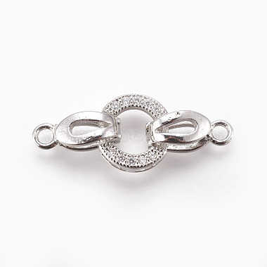Real Platinum Plated Clear Brass+Cubic Zirconia Fold Over Clasps