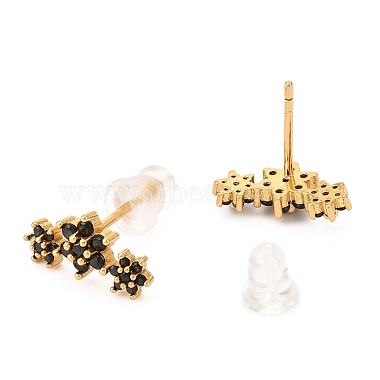 Brass Micro Pave Cubic Zirconia Stud Earrings(EJEW-F273-15F-G)-2