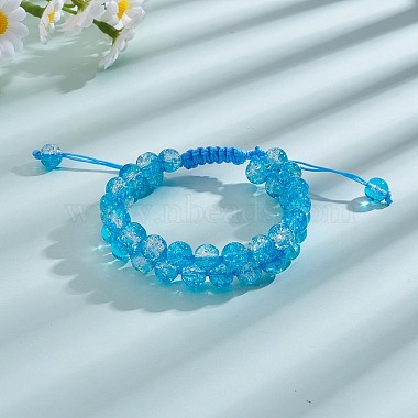 Sparkling Round Glass Braided Bead Bracelet(BJEW-SW00082-03)-3