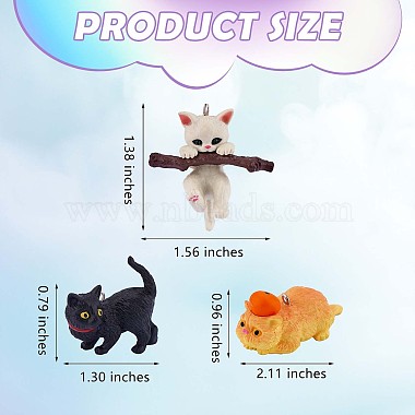 9 Pieces 3D Resin Cat Charm Pendant Cute Resin Animal Pendant Mixed Shape for Jewelry Keychain Bag Decorated Making Crafts(JX476A)-2