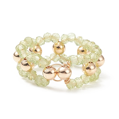 Gemstone & Brass Braided Beaded Circle Ring Wrap Stretch Ring for Women(RJEW-JR00542)-7