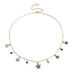 Natural Agate Round & Alloy Enamel Star Charms Bib Necklace with 304 Stainless Steel Chains(NJEW-JN04404-03)-1