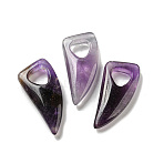 Natural Amethyst Pendants, Horn Charms, 41~43x20x7.5~8mm, Hole: 10.5~11mm(G-M417-03E)