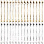 30Pcs 2 Colors 304 Stainless Steel Chain Extender, Cadmium Free & Nickel Free & Lead Free, with Clasps and Tiny Heart Charm, Golden & Stainless Steel Color, 70mm, Hole: 2.5mm, 15Pcs/color(STAS-BM0001-09)