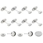10Pcs 304 Stainless Steel Studs Earrings Findings, Round, Stainless Steel Color, 8mm, Inner Diameter: 6mm, Pin: 1mm(EJEW-LP0001-11)