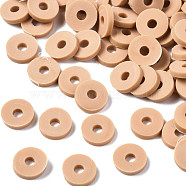 Eco-Friendly Handmade Polymer Clay Beads, Disc/Flat Round, Heishi Beads, BurlyWood, 6x1mm, Hole: 2mm, about 23500pcs/1000g(CLAY-R067-6.0mm-B37)