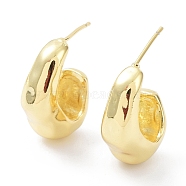 Rack Plating Brass Twist Teardrop Stud Earrings, Half Hoop Earrings, Cadmium Free & Lead Free, Real 18K Gold Plated, 22x16.5x9.5mm(EJEW-B027-13G)