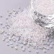 Round Glass Seed Beads, Transparent Colours Rainbow, Round, Clear, 2mm(SEED-A007-2mm-161)