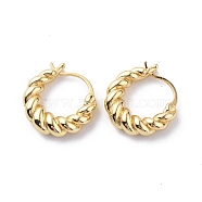 Brass Twist Rope Shape Hoop Earrings for Women, Real 18K Gold Plated, 18.5x17.5x5.5mm, Pin: 0.8~1.5x0.7mm(EJEW-F296-02G)