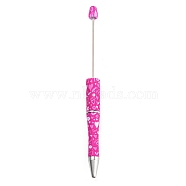 Valentine's Day Theme Heart Pattern Plastic with Iron Ball-Point Pen, Beadable Pen, for DIY Personalized Pen with Jewelry Beads, Deep Pink, 147x11.5mm(FIND-D032-01C)