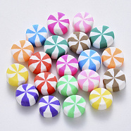 Handmade Polymer Clay Beads, No Hole/Undrilled, Candy, Mixed Color, 9~11x4.5~6mm(CLAY-R084-01)