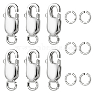 6Pcs 925 Sterling Silver Lobster Claw Clasps, with 925 Stamp, with 6Pcs Open Jump Rings, Platinum, 10.5mm, Hole: 1mm(STER-BBC0002-06P)