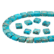 Natural Imperial Jasper Beads Strands, Dyed, Square, Turquoise, 6~6.5x6x3mm, Hole: 0.9mm, about 32pcs/strand, 7.56~8.19''(19.2~20.8cm)(G-WH0022-04B)