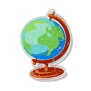 Study Theme Acrylic Pendants, Globe, 44x30.5x2mm, Hole: 2mm(OACR-R270-02F)