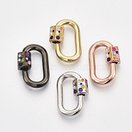 Brass Screw Carabiner Lock Charms, for Necklaces Making, with Enamel, Oval, Mixed Color, 22.5x15.5x3~7.5mm(KK-S338-141)