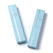 Cardboard Paper Necklace Boxes, Necklace Gift Case with Sponge Inside and Bowknot, Rectangle, Sky Blue, 4.1x20x2.45cm(CON-G021-01B-04)