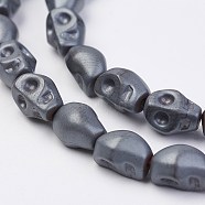 Non-magnetic Synthetic Hematite Beads Strands, Frosted, Skull, 8x6.5x6mm, Hole: 1mm, about 50pcs/strand, 15.55 inch(G-F396-16-6x8mm)