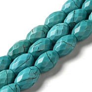 Natural Howlite Beads Strands, Dyed, Faceted, Oval, Dark Turquoise, 16x10mm, Hole: 1.2mm, about 24pcs/strand, 15.08 inch(38.3cm)(G-C025-06)