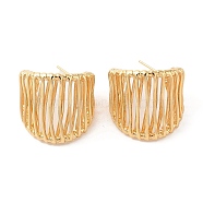 Rack Plating Brass Stud Earrings for Women, Cadmium Free & Lead Free, Long-Lasting Plated, Real 18K Gold Plated, C-Shaped, Real 18K Gold Plated, 29x25mm(EJEW-G394-09G)