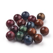 Acrylic Beads, Imitation Tiger Eye Beads, Round, Mixed Color, 15~15.5mm, Hole: 2mm, about 200pcs/500g(MACR-E025-21-16mm)