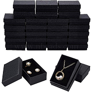 30Pcs Texture Paper Necklace Gift Boxes, with Sponge Mat Inside, Rectangle, Black, 8.1x5.1x2.7cm, Inner Diameter:4.6x7.3cm, Deep: 2.5cm(OBOX-BC0001-09)