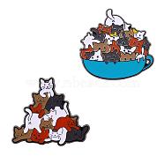 2 Pcs Enamel Lapel Pin Sets Cute Cats Animal Brooch Pins Electrophoresis Black Alloy Cats Brooches for Clothes Bags Backpacks Party Decoration Christmas Gift, Mixed Color, 30x29mm, 1pc/style(JBR108A)