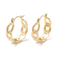 304 Stainless Steel Curb Chain Chunky Hoop Earrings for Women, Golden, 22x20.5x7mm, Pin: 0.7mm(EJEW-P197-05G)