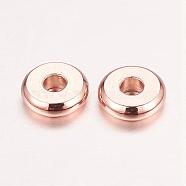 Real Rose Gold Plated Brass Spacer Beads, Nickel Free, Flat Round, 6x1.5mm, Hole: 2mm(KK-E702-22RG-NF)