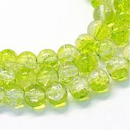Baking Painted Transparent Crackle Glass Round Bead Strands, Green Yellow, 4.5~5mm, Hole: 1mm, about 210pcs/strand, 31.4 inch(DGLA-Q018-4mm-25)