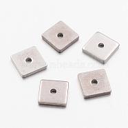 304 Stainless Steel Spacer Beads, Square, Stainless Steel Color, 6x6x1mm, Hole: 1.2mm(STAS-K114-01P)